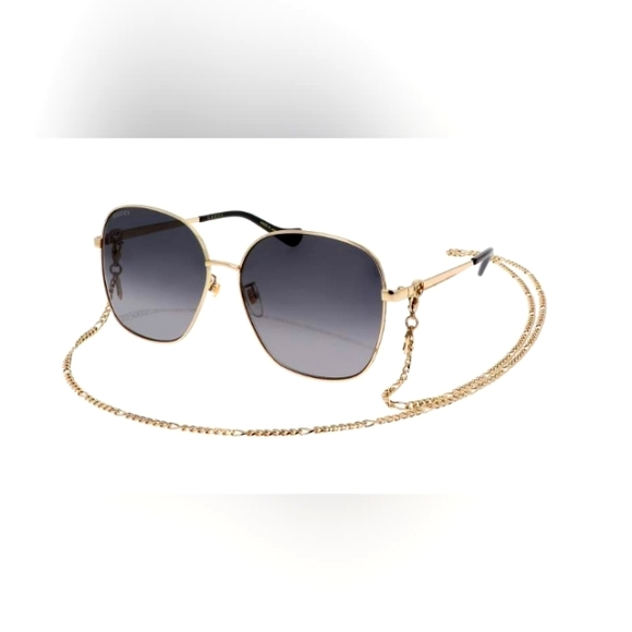 NEW GUCCI GOLD FRAME WOMEN SUNGLASSES GG1089SA 001 + GOLD CHAIN GUCCI SUNGLASSES - Picture 2 of 12